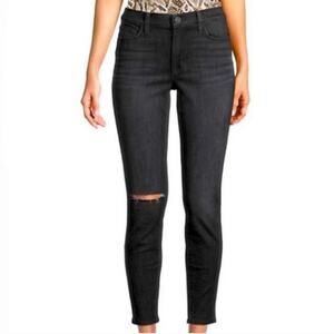 Hudson Jeans Natalie Midrise Anke Black Wash Distressed Super Skinny Jeans 26